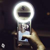 smaart® Anneau de Selfie Lumineux pour Tous Les téléphones | Version 2017 | 36 Lampes à LED pour Un Effet Lumineux Autour de Cercle de Pupilles | lumière Blanche | 3 Niveaux de luminosité